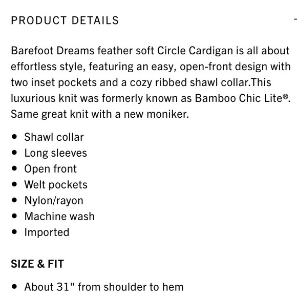 Barefoot Dreams feather soft Circle Cardigan - Picture 9 of 11